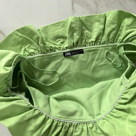 NEW Zara Ruffle Off the Shoulder Green Top Size S Size Small festival - Picture 4 of 6